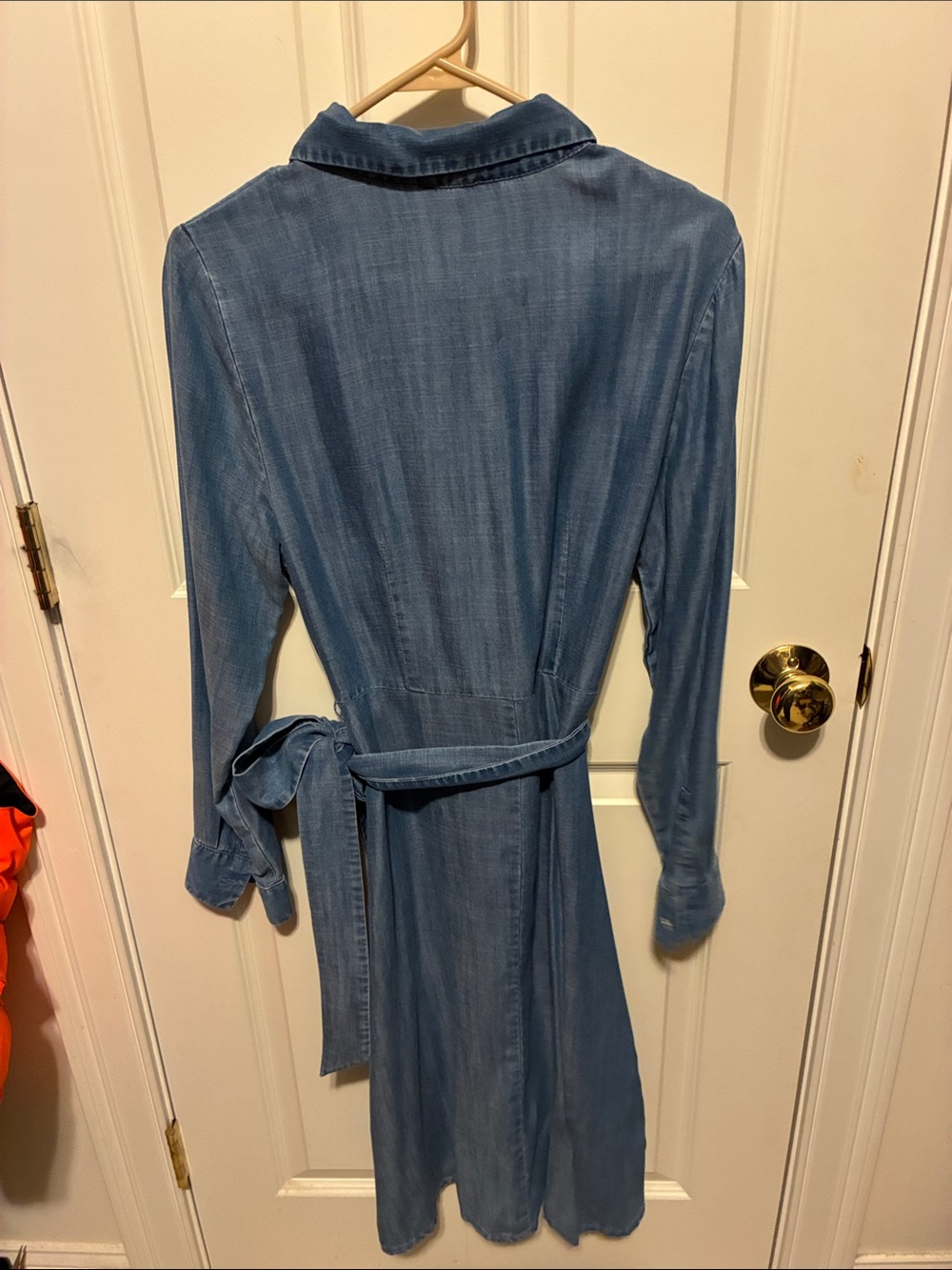 Talbots Light Blue Long-Sleeve Shirt Dress with Waist Tie - Picture 2 of 4